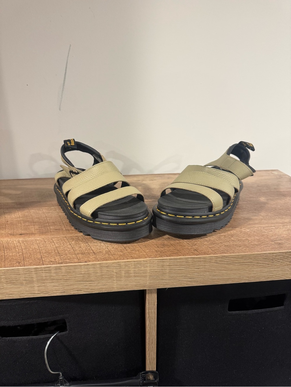 Dr. Martens Olive Green Leather Platform Sandals - Picture 4 of 7